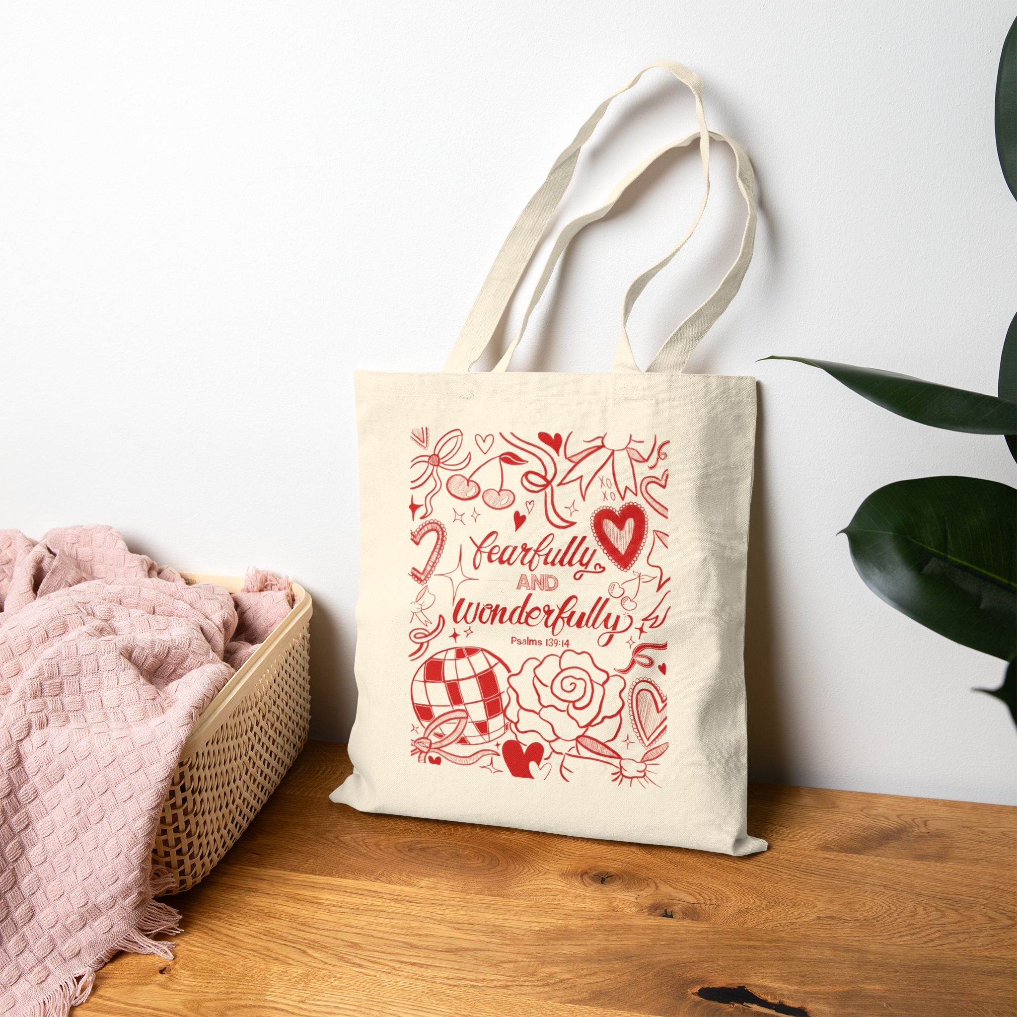 Cherry XOXO Love Note - Canvas Tote bag 🍒🌹